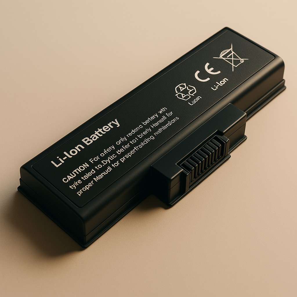 Tangan teknisi sedang mengganti baterai tanam pada laptop.